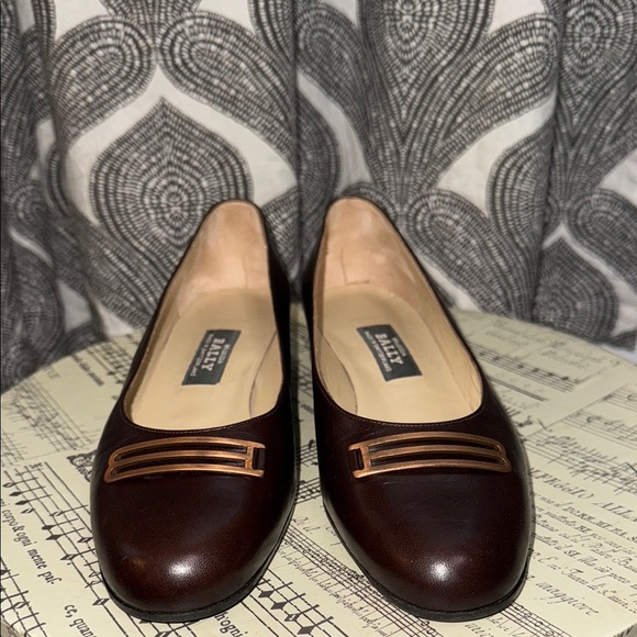 Bally Brown Leather Paradisea Flats - Picture 1 of 11